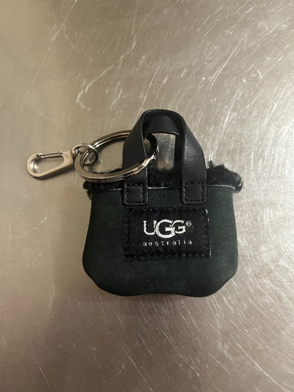 UGG Australia Black Suede Mini Purse Keychain
